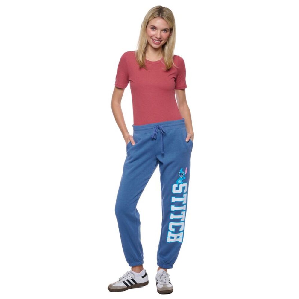 New Disney Womens Stitch Jogger Pants Lounge Wear Pockets Blue Lilo & Stitch